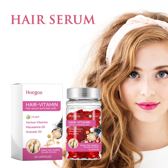 Hoegoa Hot Sale Leave No Rinse Hair Vitamin Capsules Hair Serum for Women Men Moisturizing Glossy & Smooth Hair Care Essence - Image 1