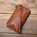 NZPJ Men's Leather Long Wallet First Layer Cowhide Zipper Clutch Bag Retro Bank Card Case Soft Leather Phone Case Coin Case - Image 3