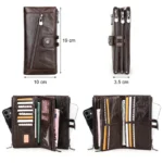 Contact's Name Engraving Genuine Leather Wallet Men Zipper Capacity Male Long Money Purse Phone Pocket Card Holder New Portfel - Image 3