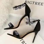BIGTREE Shoes Open Toe Rhinestones Sandals Women 2025 New Designer Sexy High Heels Sandals Female Shoes Summer Heeled Sandals - Image 2
