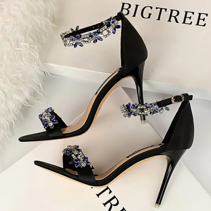 BIGTREE Shoes Open Toe Rhinestones Sandals Women 2025 New Designer Sexy High Heels Sandals Female Shoes Summer Heeled Sandals - Image 2