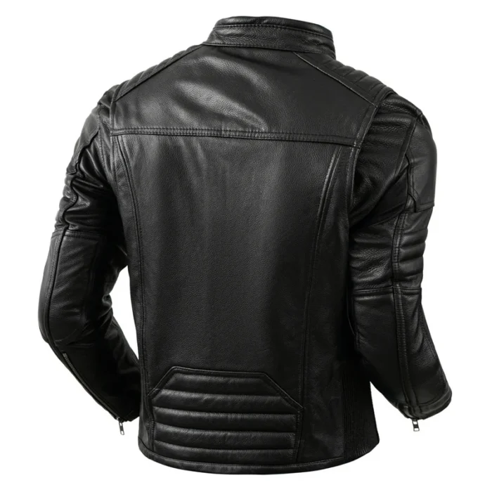 2023 New Motorcycle Causal Vintage Leather Coat Men Autumn Outfit Fashion Biker Pocket Design Top Layer Cow Leather Jacket - Image 3