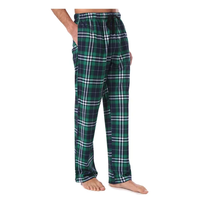Men's Home Pants Cotton Flannel Autumn Winter Warm Sleep Bottoms Male Plus Size Plaid Print Sleepwear Pajama Pants For Men - Image 4