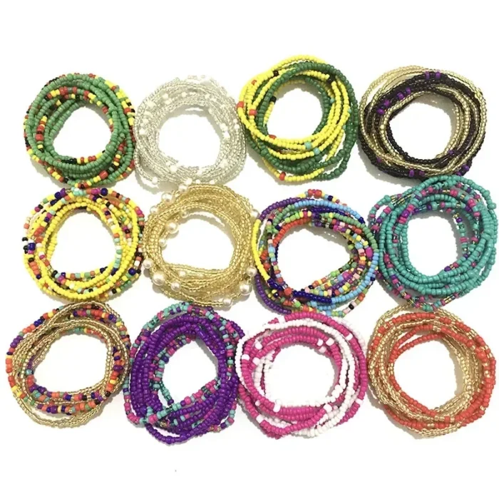 2Pcs/Set New Bohemia Colorful Handmade Beads Waist bracelet Chain Simple Bikini Chain Belly body Chain for Women Beach Jewelry - Image 6