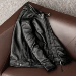 New trendy pure top layer soft cowhide genuine leather jacket men's slim-fit stand-up collar leather jacket coat - Image 4