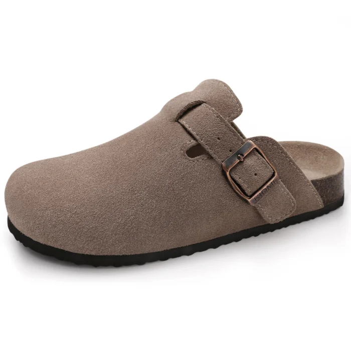 Kidmi New Genuine Suede Clogs for Women Men Clogs Soft Cork Footbed Mules Comfort Potato Shoes with Arch Support Beach Sandals - Image 2