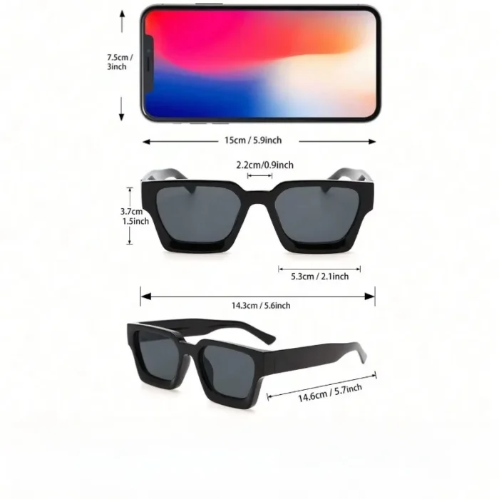 1PC Unisex Plastic Fashion Square Frame Sunglasses For Street Photography And Beach Trips Driving Accessories - Image 5
