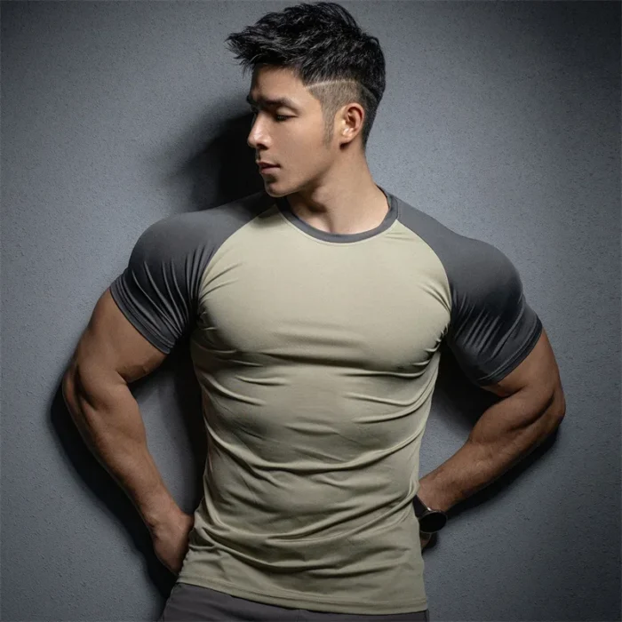 New Summer Leisure Running T-shirt Gym Training tops Elastic Quick Drying pure color Short sleeve sports T-shirt Men sportswear - Image 5