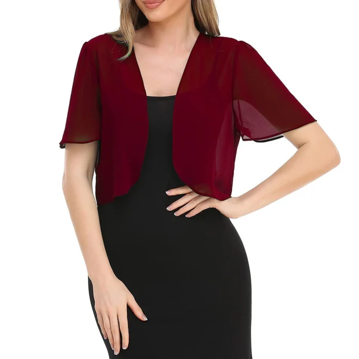 Women’s Short Sleeve Cardigan Chiffon Tops Ladies Open Front Bolero Shrug Crop Top Clothing For Female Plus Size Oversized2023 - Image 3