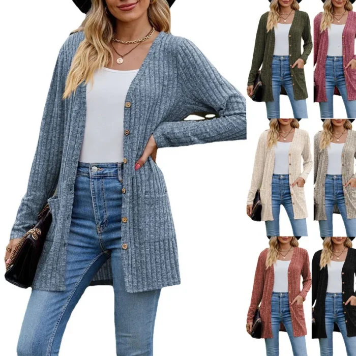 Women Loose Long Pit Pocket Loose Jacket Coats Spring Autumn Female Slim Outwear Cardigans JSFS-KK003 - Image 1