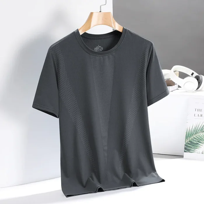 New Men's Short-Sleeved T-Shirt Pajamas Tops Men's Summer Thin Casual Ice Silk Half-Sleeved Body Shirts Men's Ice Feeling Tops - Image 2