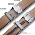 Men's belt, simple and versatile for business and leisure, smooth belt, coffee brown leather, cowhide automatic middle-aged pant - Image 5