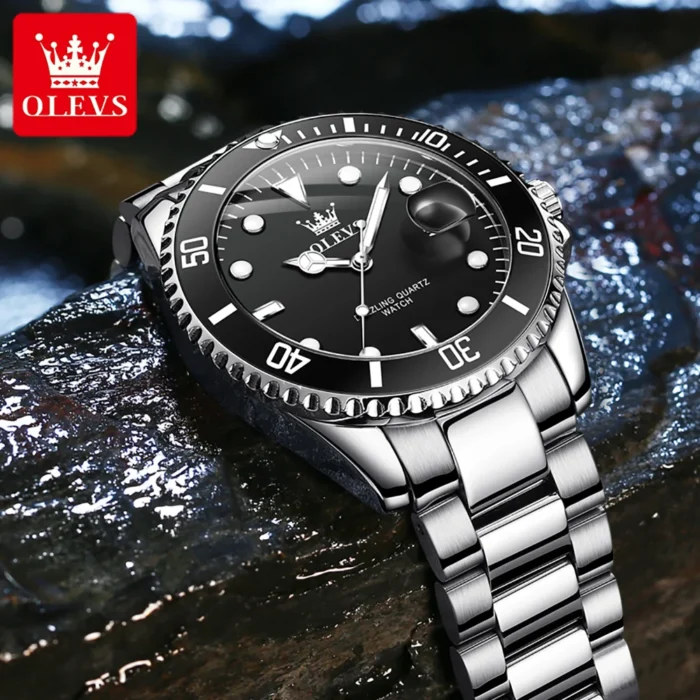 OLEVS 5885 Man Watch Original Brand Waterproof Quartz Watch Stainless Steel Strap Automatic Date Mens Gifts Watches For Man - Image 4