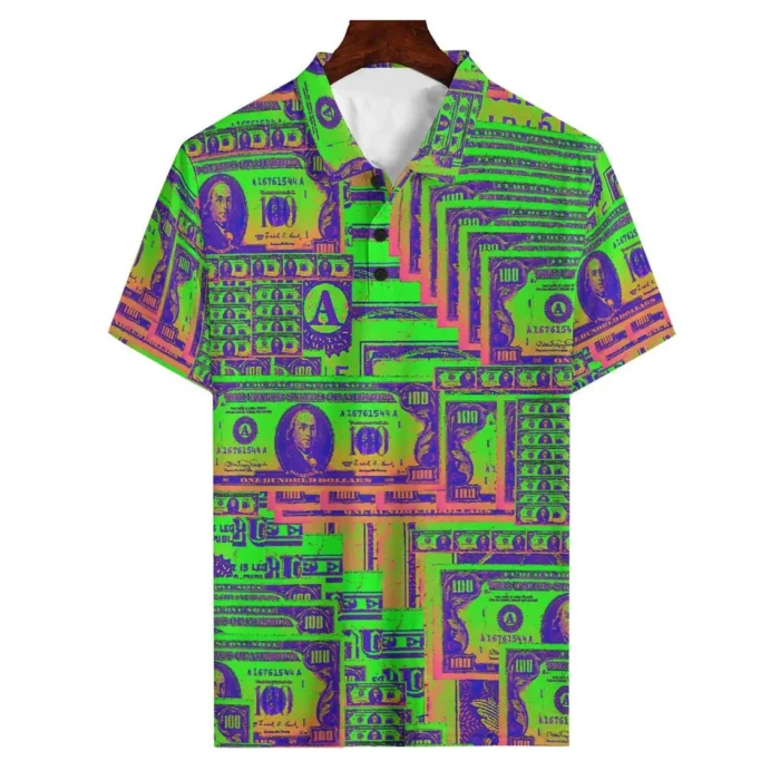 Short Sleeve Money Pattern Men's Fashion Polo T-Shirts Summer Funny US Dollar 3D Printing Street POLO Tops Breathable Casual Tee - Image 6