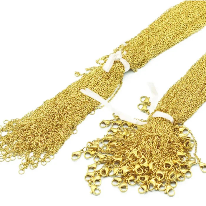 100pcs/Lot Bulk Wholesale 304 Stainless Steel Cable Link Rolo Chain Necklace for DIY Jewelry Making Silver Color 45-50cm Women - Image 2