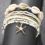 7pc/set Bohemian Rice Beads Starfish Pendant Anklet Set Fashion Summer Beach Sea Shell Multilayer Ankle Bracelet On Foot Jewelry - Image 4