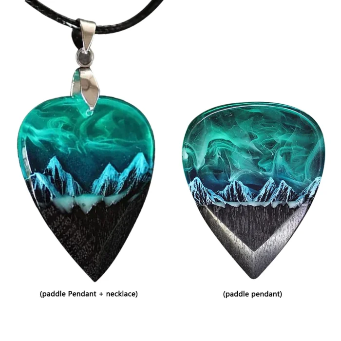 Epoxy Resin Guitar Picks Northern Lights Necklace Guitar Pick Plectrums Creative Pendant Gifts for Music Lovers Men Women - Image 1