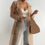 Korean Fashion Women Mesh Jacket Puff Sleeve Sunscreen Shirt Net Yarn See Through Spring Summer Lace-up Long Shirt Thin Coat