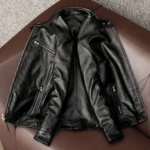 New trendy pure top layer soft cowhide genuine leather jacket men's slim-fit stand-up collar leather jacket coat - Image 3