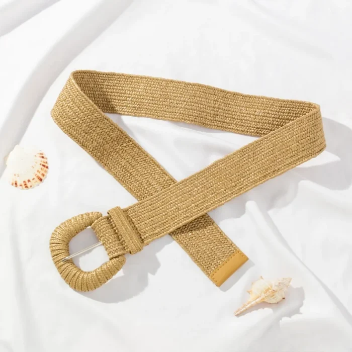 100cm New Retro Women Summer Pin Buckle Belts Fashion Female Braided Wide Belts Designer Woven Elastic PP Straw Girls Waistband - Image 6