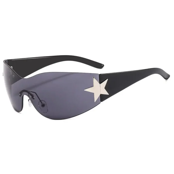 2024 Fashion Punk Y2K Sunglasses for Women Men Trendy Wrap Around Sun Glasses Shades Star Decoration Eyewear UV400 Goggles - Image 1