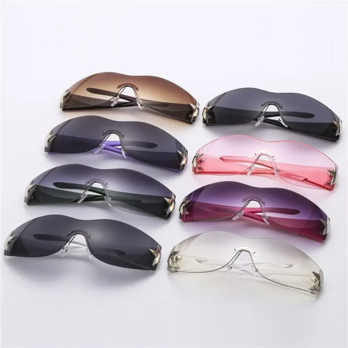 2024 Fashion Punk Y2K Sunglasses for Women Men Trendy Wrap Around Sun Glasses Shades Star Decoration Eyewear UV400 Goggles - Image 2