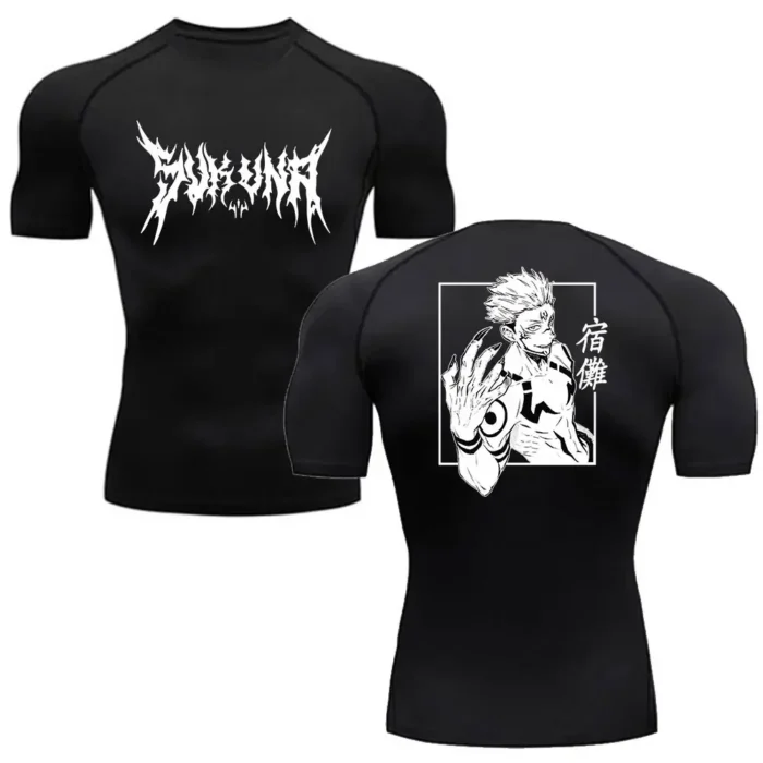 Men's Summer Fitness Gym Sports Running T-Shirt New Hot Selling Anime Jujutsu Kaisen Compression Shirt Short Sleeve S-3XL - Image 2