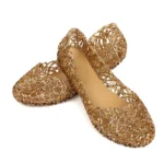 Casual Flat-soled Women Sandals Hollow Out Clear Beach Jelly Shoes Breathable Shallow Mouth Bling Sandals Footwear