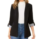 Women Autumn Winter Fashion Splicing Lapel Slim Cardigan Blazer Jacket Long Sleeve Casual - Image 5