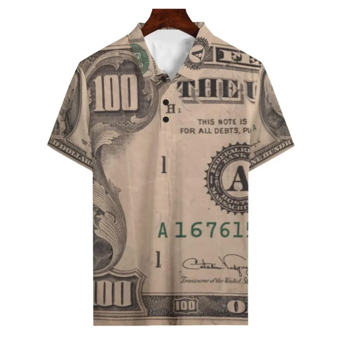 Short Sleeve Money Pattern Men's Fashion Polo T-Shirts Summer Funny US Dollar 3D Printing Street POLO Tops Breathable Casual Tee - Image 5