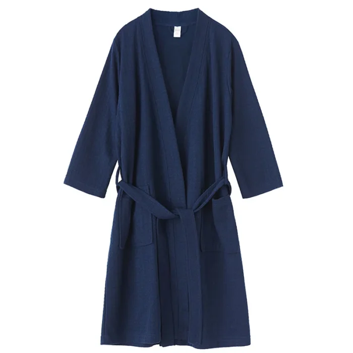 Spring and Summer Waffle Bathrobe Men and Women Sauna Clothing Sweatshirt Robe Men's Water-Absorbent Quick-Drying Homewear - Image 5