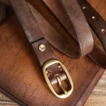 Retro Narrow Genuine Leather Women's Belt Pure Copper Button Western Cowboy Style Versatile Jeans Belt Fashion Luxury Women Belt - Image 4