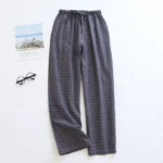 Men Pajama Pants Plaid Design Cotton Pajamas Long Trouser for Spring and Summer Thin Style Loose-Fitting Plus Size Men Pants - Image 4