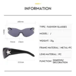 2024 Fashion Punk Y2K Sunglasses for Women Men Trendy Wrap Around Sun Glasses Shades Star Decoration Eyewear UV400 Goggles - Image 6