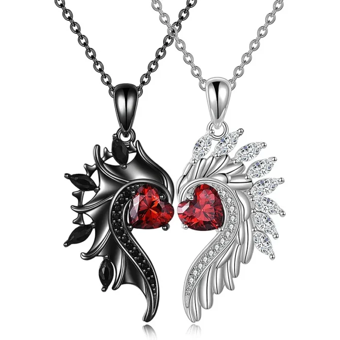 Punk Angel Wings Necklace for Man Woman Aesthetics Gothic Jewelry Retro Trend Pendant Necklace for Teen Cool Wings Couple Gift - Image 2