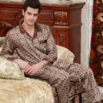 High Quality Men's Pajamas Suit Summer Imitation Ice Silk Sleepwear Thin Short-sleeved Trousers Two-piece Loungewear Suit Male - Image 2