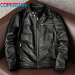 New trendy pure top layer soft cowhide genuine leather jacket men's slim-fit stand-up collar leather jacket coat
