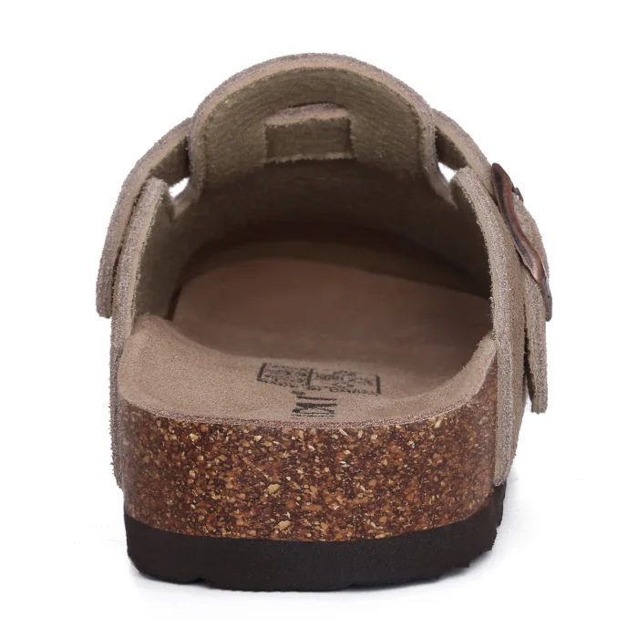 Kidmi New Genuine Suede Clogs for Women Men Clogs Soft Cork Footbed Mules Comfort Potato Shoes with Arch Support Beach Sandals - Image 6