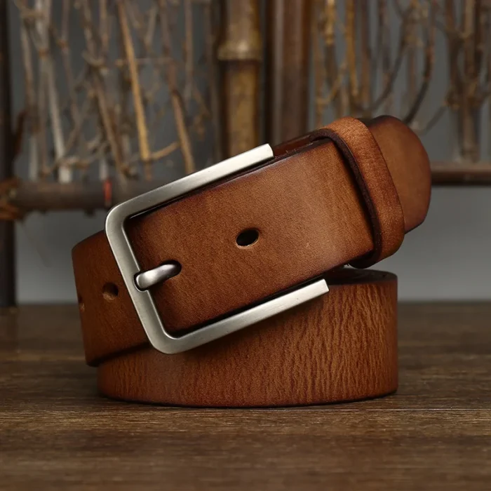 3.8CM Genuine Leather For Men's High Quality Buckle Jeans Cowskin Casual Belts Business Cowboy Waistband Male Fashion Designer - Image 1