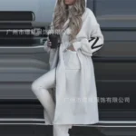 Women Autumn Winter New Fashion Hooded Long Sleeve Loose Cardigan Knitwear Sweater Coat Jackets - Image 3