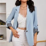 Women Autumn Winter Fashion Splicing Lapel Slim Cardigan Blazer Jacket Long Sleeve Casual - Image 4