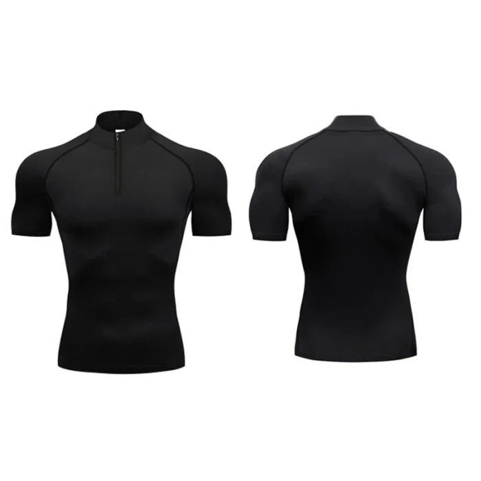 Compression Shirt Men Running Short Sleeve T-shirt Gym Clothes Summer Tight Fitness Polo Shirt Quick Dry Bodybuilding Muscle Tee - Image 2