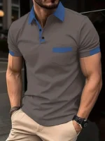 2024 summer explosive men's color matching pocket T-shirt Fashion trend Casual slim-fit POLO shirt High quality sports jumper - Image 6