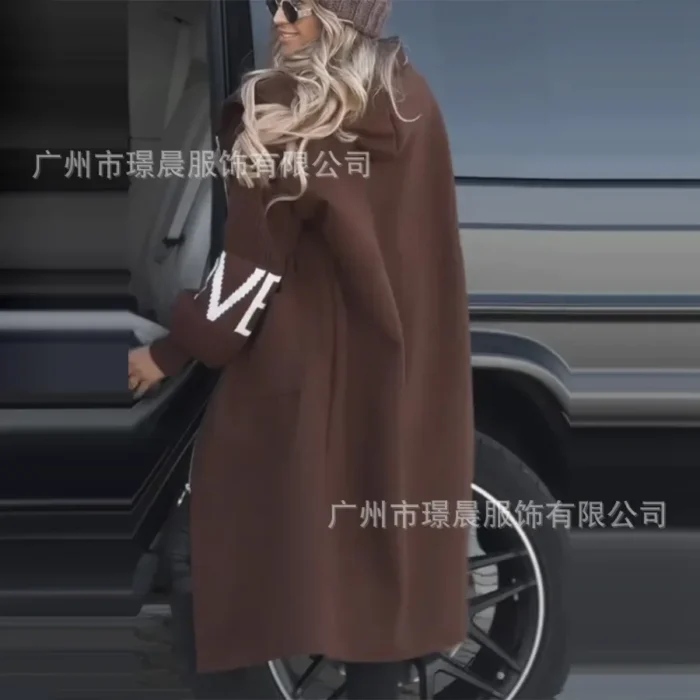 Women Autumn Winter New Fashion Hooded Long Sleeve Loose Cardigan Knitwear Sweater Coat Jackets - Image 4
