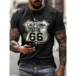 Men's Vintage Cotton T-Shirt American Personality Route 66 Designed Short Sleeved Women Tees Casual Plus S-XLSize Men Harajuku - Image 3