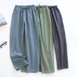 Men Pajama Pants Plaid Design Cotton Pajamas Long Trouser for Spring and Summer Thin Style Loose-Fitting Plus Size Men Pants