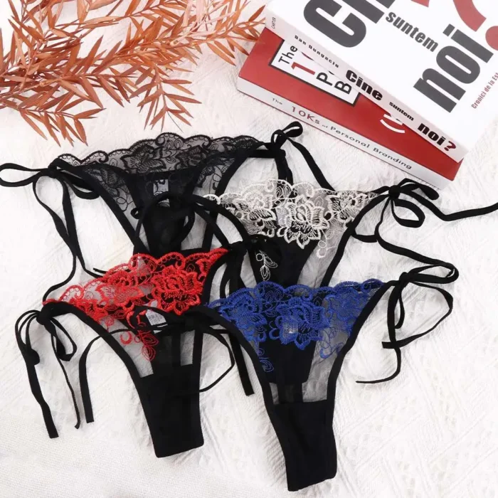 Women Ladies Hollow Out Embroidery Low Waist Lingerie Panties Underwear Panty Brief - Image 1