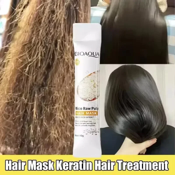 Rice Magical Keratin Hair Mask 5 Seconds Repair Damaged Frizzy Hairs Soft Smooth Shiny Moisturizing Nourish Hair Root Care - Image 5