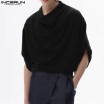 INCERUN Men T Shirt Solid Color Turtleneck Half Sleeve Casual Male Tee Tops Summer Streetwear 2025 Fashion Men Clothing S-5XL - Image 3