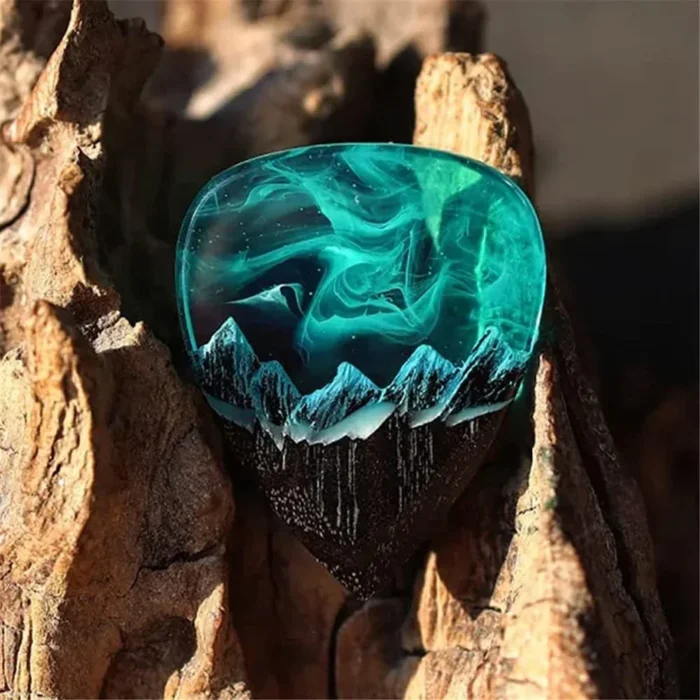 Epoxy Resin Guitar Picks Northern Lights Necklace Guitar Pick Plectrums Creative Pendant Gifts for Music Lovers Men Women - Image 4